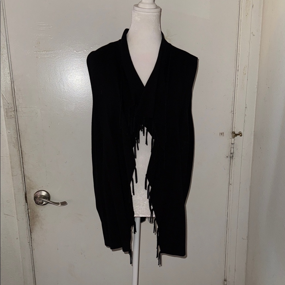 Chico's Black Fringe Vest